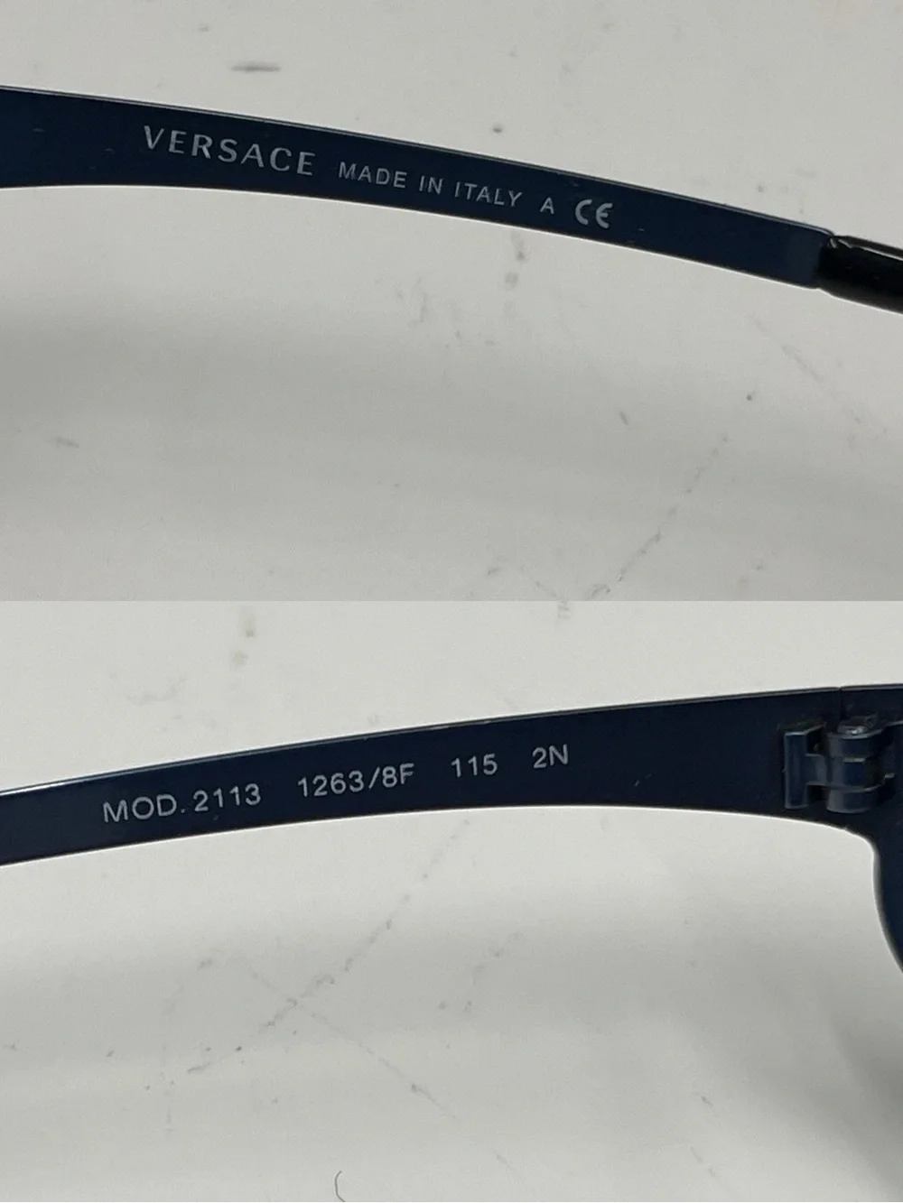 Vintage Versace Blue Rimless Shield Sunglasses in Deep Blue Y2K 2113